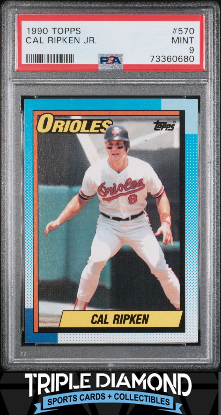 1990 Topps Baseball #570 Cal Ripken Jr. Baltimore Orioles PSA 9 Mint T131