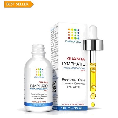 Lymphatic Drainage Oil for Face & Neck Massage, Coconut & Jojoba Oil for Skin...