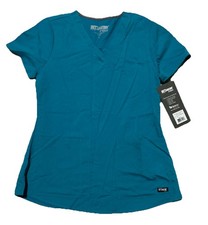 NWT - Grey's Anatomy Women's 2-Pocket V-Neck Scrub Top Teal S 71166