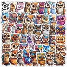 50 Pack of Animal Stickers Owl for Laptop/Water Bottle/Phone Case/iPad/Kindle