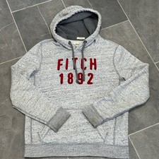 Abercrombie Fitch Muscle Fit Hoodie Mens Small Gray Spellout Distressed Y2K