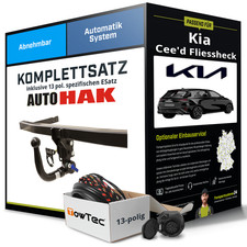 Für KIA Cee'd Fliessheck Typ CD Anhängerkupplung abnehmbar +eSatz 13pol 18- Set