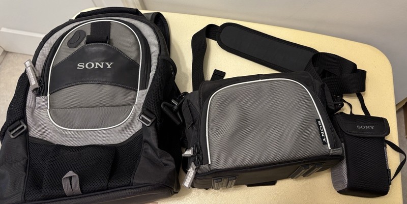 3 Bags:  Sony Backpack and 2 Sony Camera Bags
