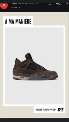  A MA Maniére x Air Jordan 4 Retro Dark Mocha Size 8  IF3102-200 IN Hand   