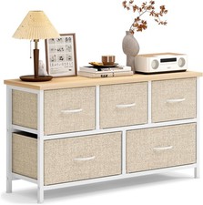 Image of Fabric Chest of Drawers 5 Drawers Storage Organizer Cabinet Bedroom Living Room