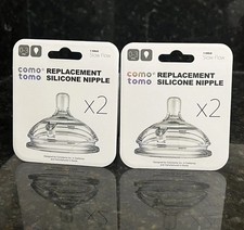 2- packs of Comotomo Slow Flow 0-3 mnths Replacement Silicone Nipple 4 total NEW