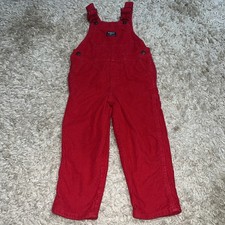 Vintage Osh Kosh B  Gosh Corduroy Overalls Red Vestbak .Kids Unisex . Size 4T