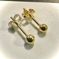 Gold Ball Stud Earrings 3mm 925 Sterling Silver Gold Plated Tiny Studs
