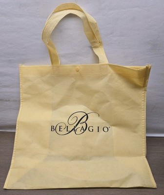 Bellagio Las Vegas Nevada Casino Souvenir Tote Bag Tan Beige Canvas Button Top
