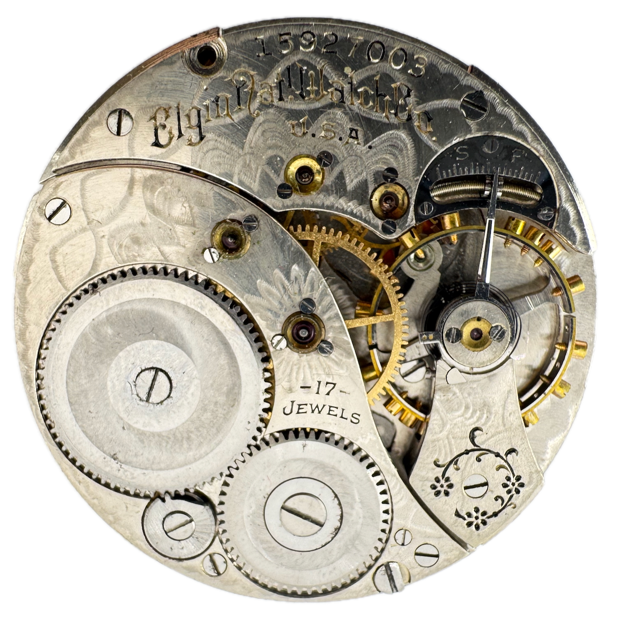 Antique 12 SIze 1911 Elgin 17 Jewel Mechanical Pocket Watch Movement 345 USA