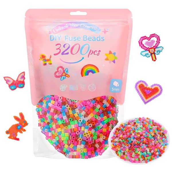 BüGelperlen Set 3200 StüCk 5 Mm, 11 Farben, Vynyqoo, Bastelset FüR Kinder Ab 6-image