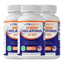  3 Pack Vitamatic Melatonin 60mg Fast Dissolve Tablets - 60 Vegan Tablets