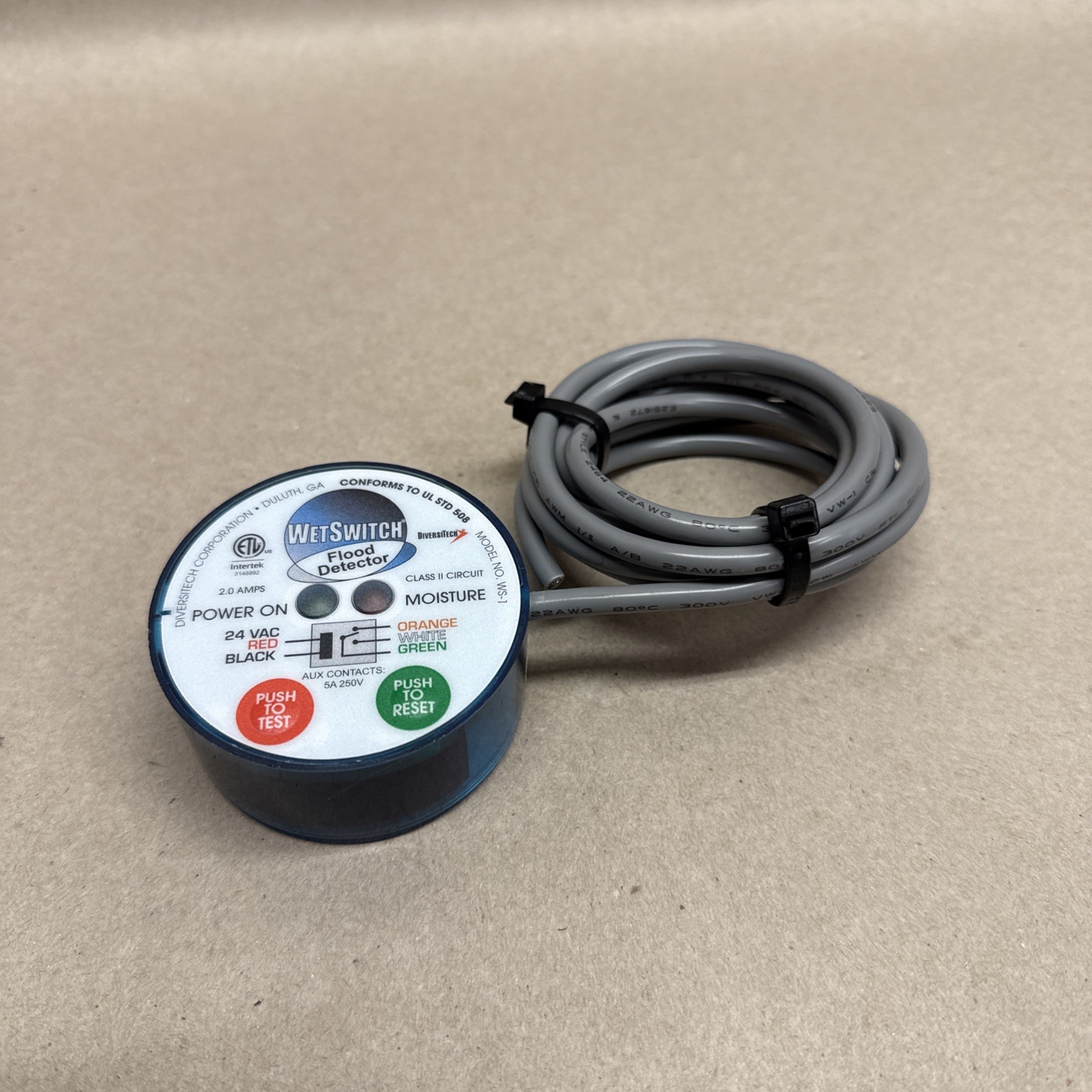 Diversitech WS-1 24VAC / 250V 5A Wet Switch Flood Detector Used Free Shipping