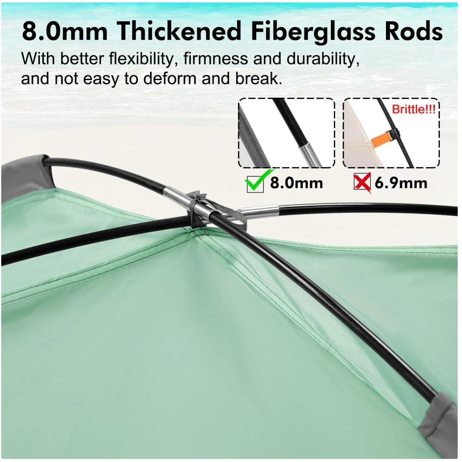 Anti-UV Beach Tent for 3-8 People, Ventilated Design