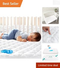 Noiseless Machine Washable Crib Mattress Pad - Elegant Quilted Cover 52" x 28"