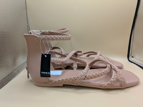 Torrid Riemchen-Gladiator-Sandalen Größe 8,5 Weite Beige Wildlederimitat Sommer - Bild 4 von 9