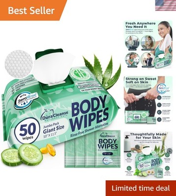 Body Wipes for Women, Extra Moist No Rinse Bathing Wipes-50 XL Shower Cloths ...