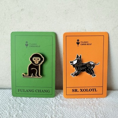Frida Kahlo Museum Enamel Pins Sr. Xolotl & Fulang Chang Set Casa Azul Mexico