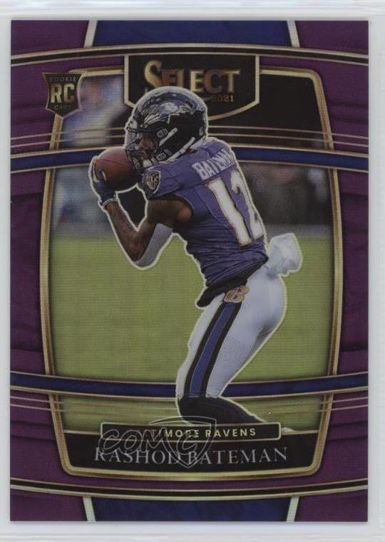 2021 Panini Select Concourse Purple Prizm 25/75 Rashod Bateman #55 12tf