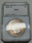 1898-O Morgan Silver Dollar BU PCI RAINBOW TONED SLABBED HOLDER