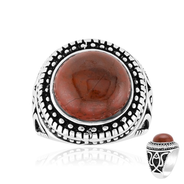 Cavill Roter Jaspis Ring 7,379Ct 925Er Sterling Silber Damen Schmuck Cabochon-image