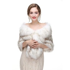 Faux Fur Shawl Wraps for Women Winter Scarf for Wedding Stole Shrug Fur Cape ...