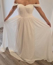 Beach Wedding Dresses Off the Shoulder A Line Boho V Neck Ivory Bridal Gowns