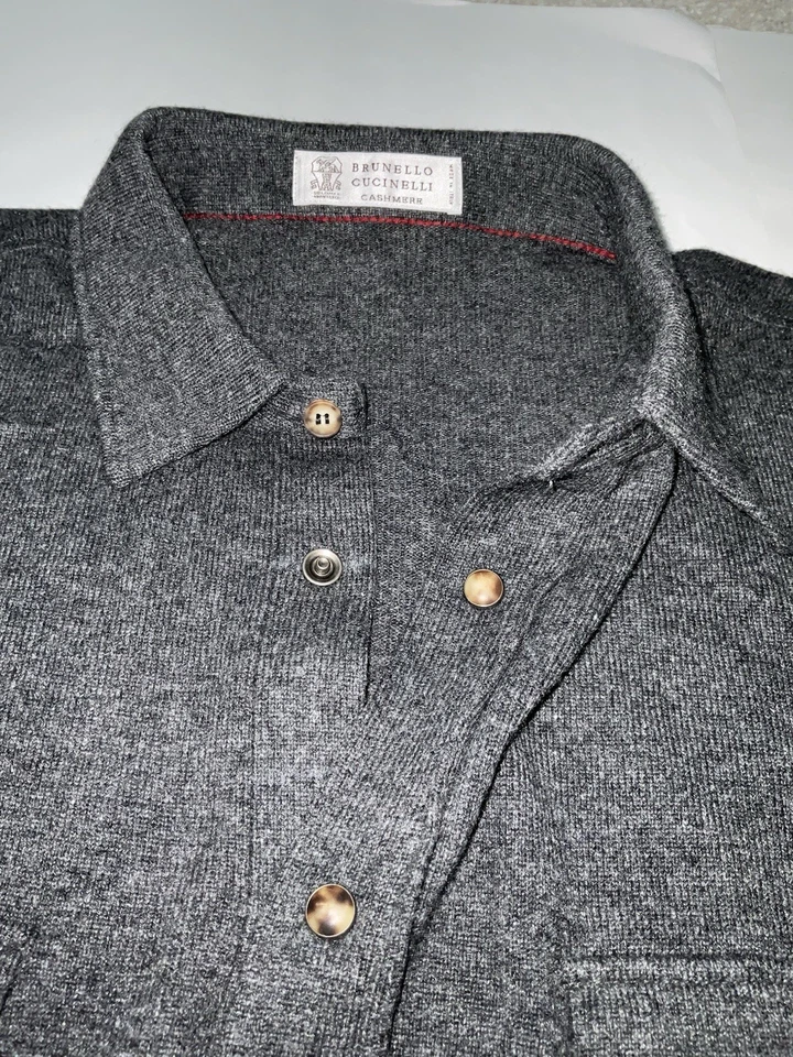 CAMISA WESTERN BRUNELLO CUCINELLI LANA, SEDA, CACHEMIR NUEVA SIN ETIQUETAS - TALLA XL Foto 3 de 4