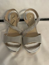 Nina Women  s Silver Rhinestone Ankle Strap Strappy Stiletto Sandals