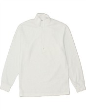 FILA Mens Zip Neck Fleece Jumper IT 46 Small White Polyester AO10