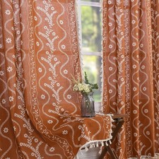 Terracotta Curtains 84 Inch Length Boho Farmhouse Curtains Living Room 2 Panels