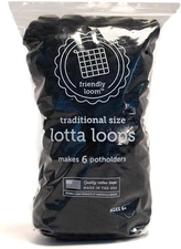 Friendly Loom | Lotta Loops - 7” Traditional-Sized Black Potholder Weaving Loops