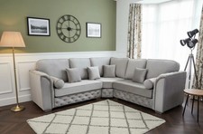 Canterbury 5 Seater Chesterfield Corner Sofa In Plush Velvet Fabric In UK Sizes