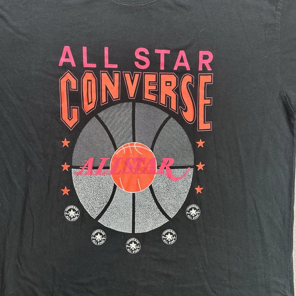 CONVERSE Herren T Shirt Kurzarm Gr L Vintage All Star Classic Logo Schwarz 4809 - Bild 3 von 4