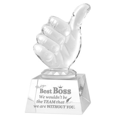 Boss Appreciation Gifts: Crystal Thumbs Up Trophy for Managers & Leaders