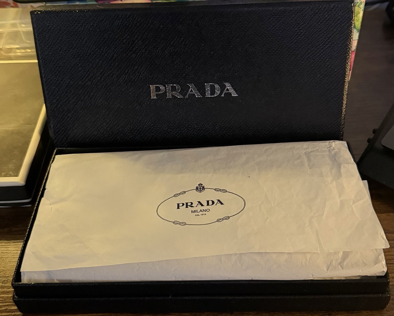PRADA Blue Envelope Wallet Solid Pattern Logo Zip… - image 1