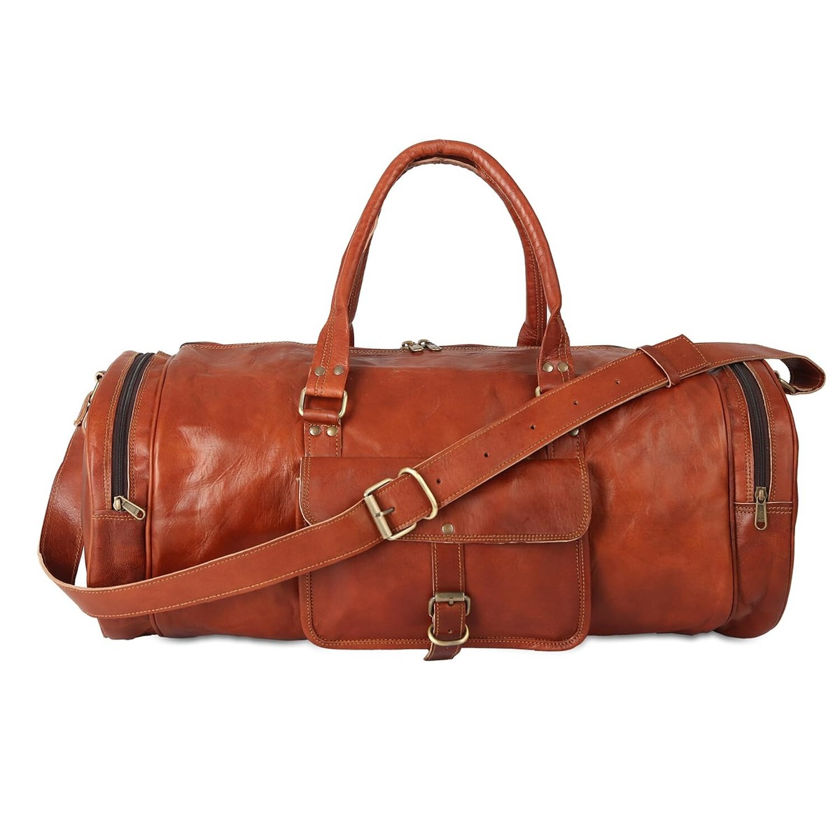 Men's Leather Travel Big Fat Duffel Weekend Luggage Vacation Gym