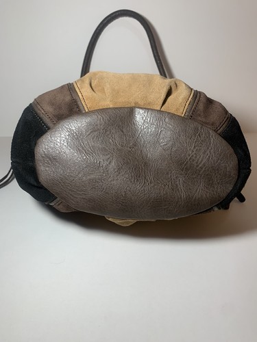 Tignanello Black & Brown Suede Shoulder Bag. 11" x 13" x 4.5". Handles 9" - Picture 4 of 12