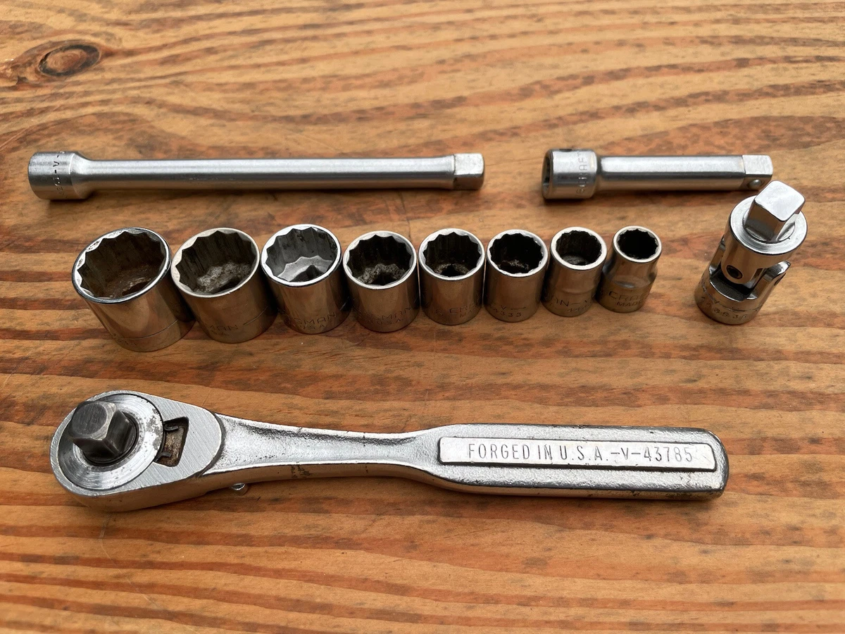 Craftsman V Series 3 8 Drive Socket Set Ratchet Made In USA 12 Piece VTG