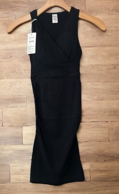 MOM COZY Sleeveless Seamless Maternity Nursing Dress Stretchy Black Medium