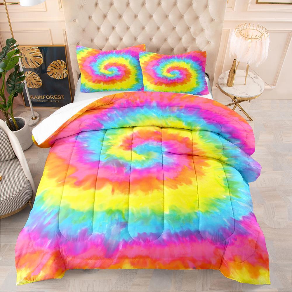 Microfiber Comforter Quilt Doona Duvet &Pillowcase Dazzling Tiedye Bed
