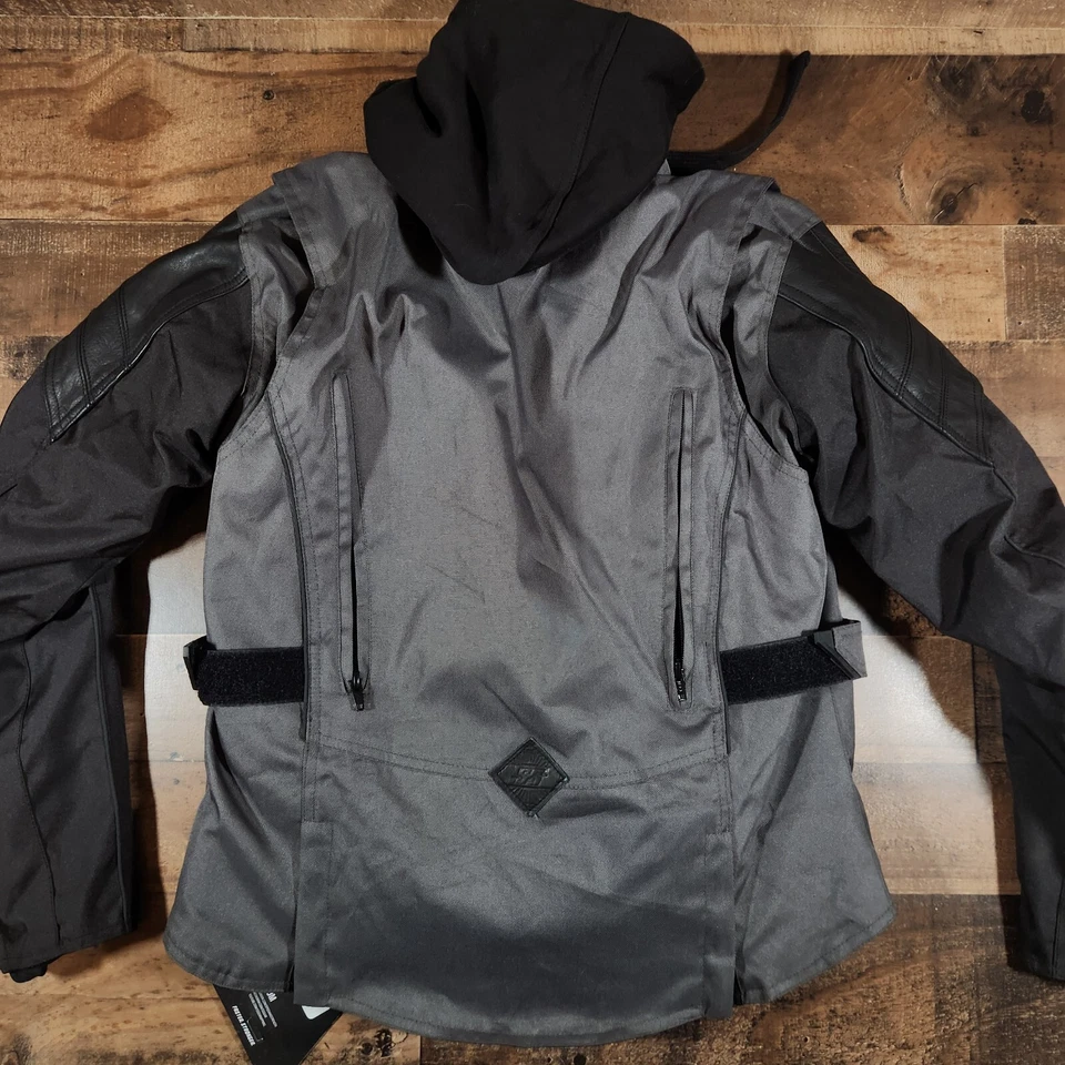 Speed And Strength Double Take Motorcycle Jacket Womens Medium Gray Black Hooded - Image 2 of 4