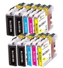 10P Combo Ink Set  chip fits Brother LC203 MFC-J4320DW MFC-J480DW MFC-J485DW
