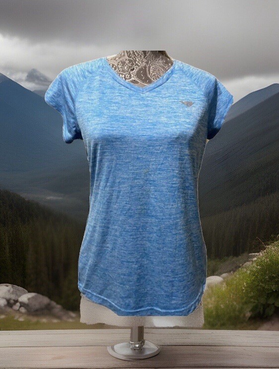 Camicia sportiva pony donna media asciutta stoppino scollo a V blu erica maniche corte