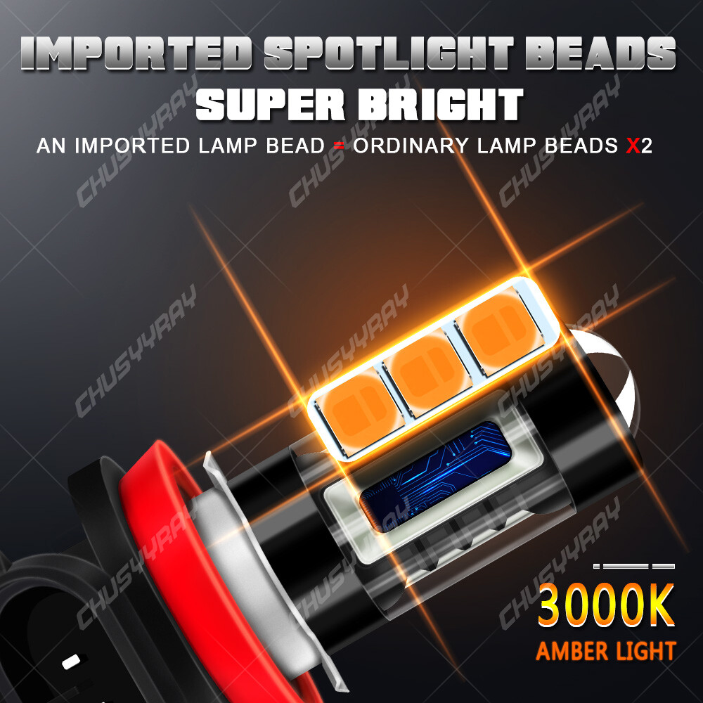 2x Amber Yellow H11 H8 Car Truck Fog Lights Driving Lamp Bright 27SMD