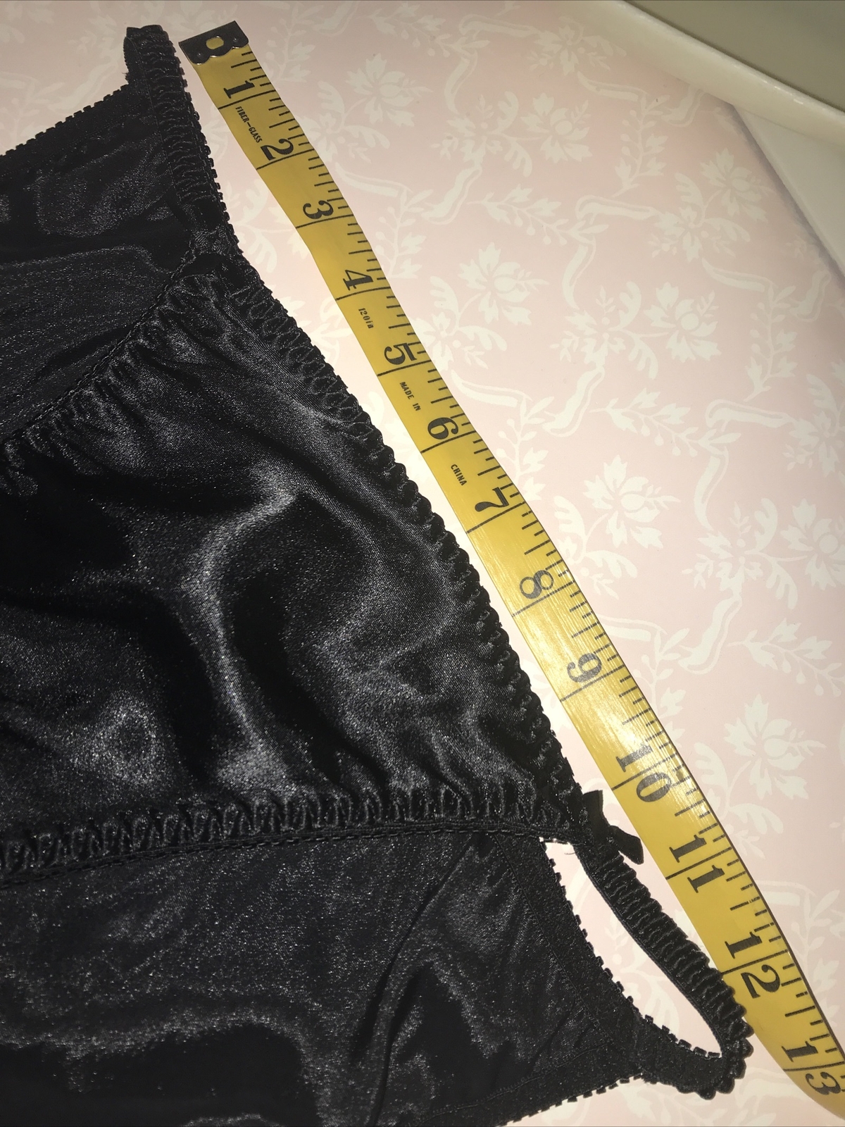 VTGSLICK BLACK SATIN HI CUT LEG TRIANGLE Panties Pa… Gem