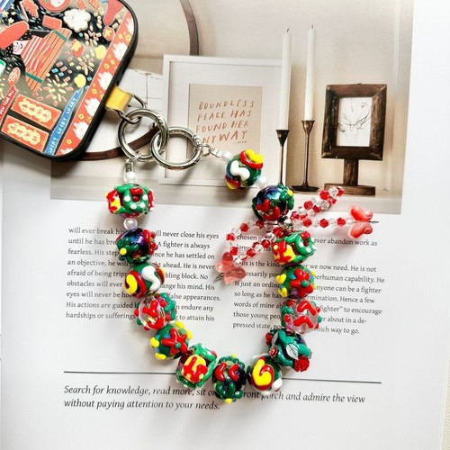 Christmas Bag Pendant Keychain Double Chain Phone Lanyard Mobile Phone Strap - Photo 12 sur 21