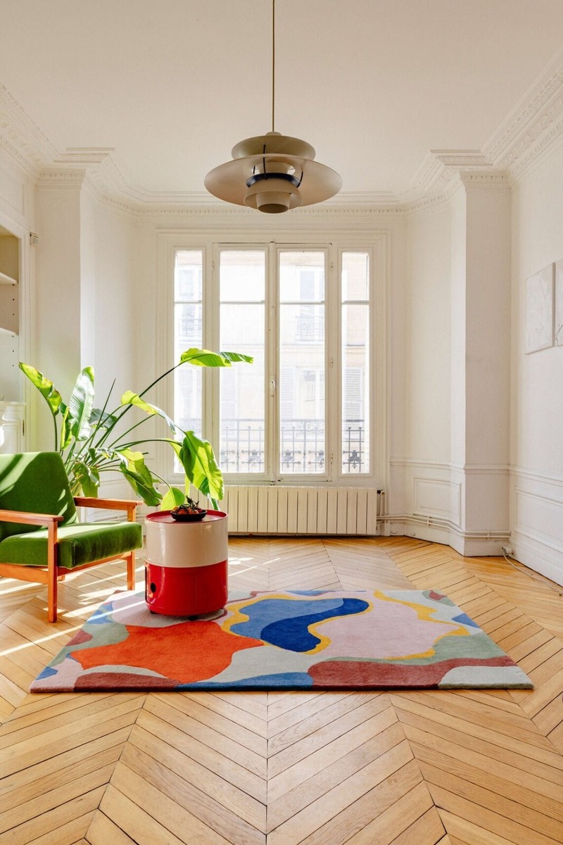 Abstract area rug 5x8 Ft. | Hand tufting wool 6x9 Ft
