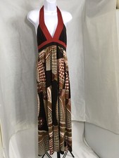 Vintage Hypnotik Y2K Halter Dress SZ M Babydoll Multicolor Geometric Maxi