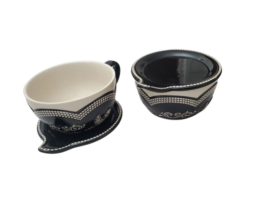 TEMP-TATIONS 2 件套 DOODLE DOO 黑色 ROOSTER 22 盎司 SOUP MEAL MUGS 带盖 IT TRAY — 第 4/4 张图片